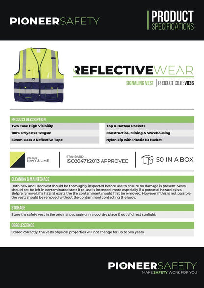 PIONEER SAFETY Vests Signaling With Zip Id Pocket